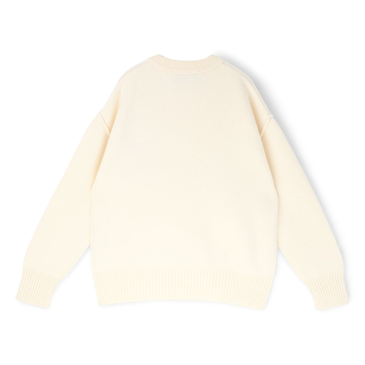 AMI Paris Crewneck Sweater With Contrasted AMI De Couer (Ecru/Rouge) - Image 2