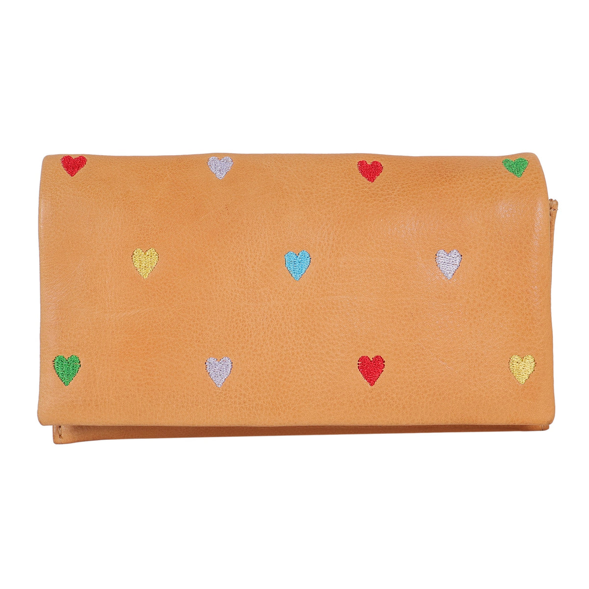 Eloise Heart Leather Wallet - Camel