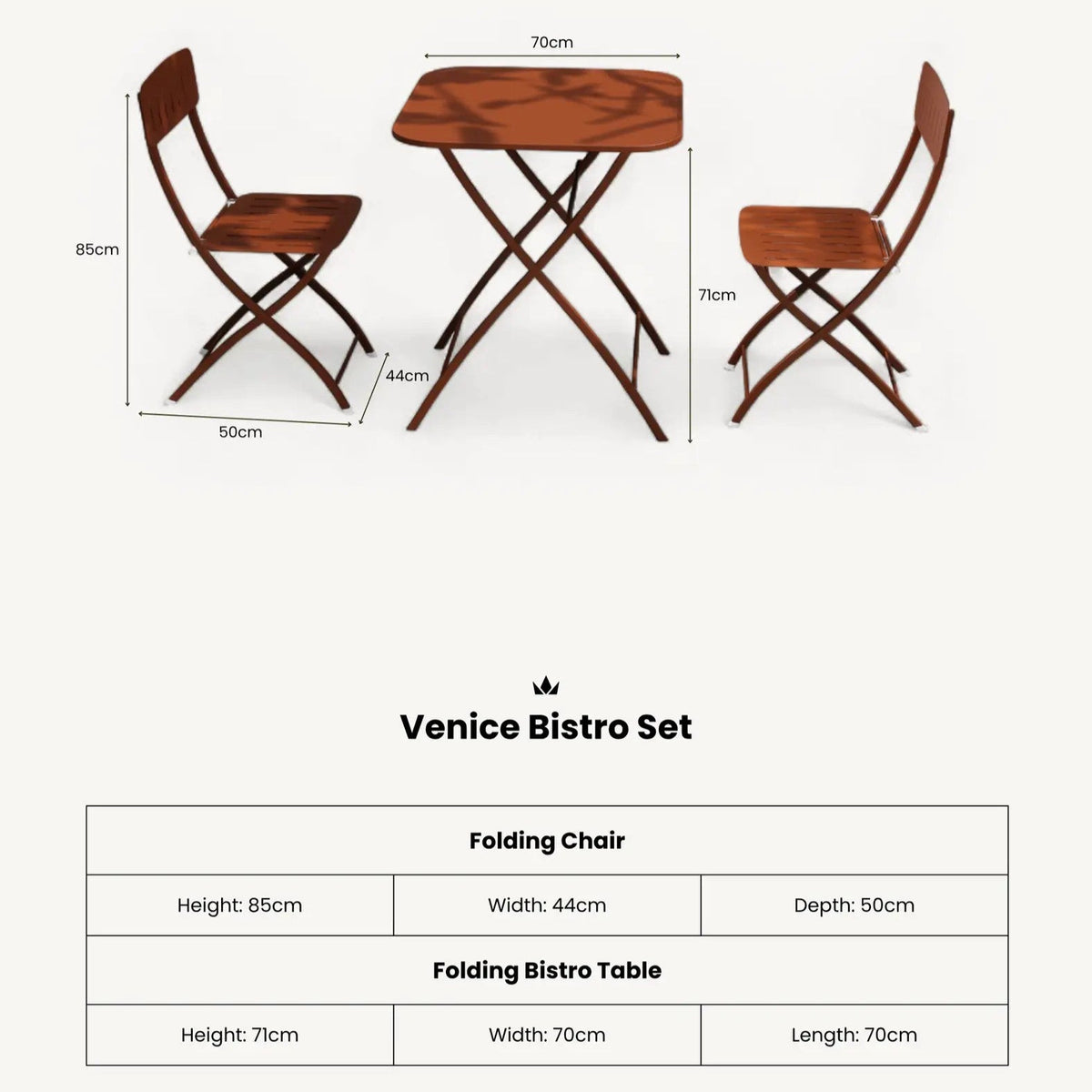 Venice 2 Seater Folding Bistro Set in Cayenne Orange - Image 10