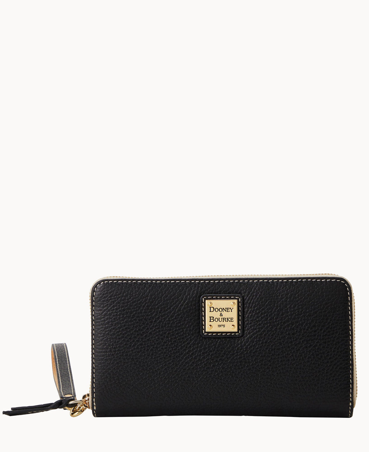 Lucca Leather Large Zip Around Wristlet - Black