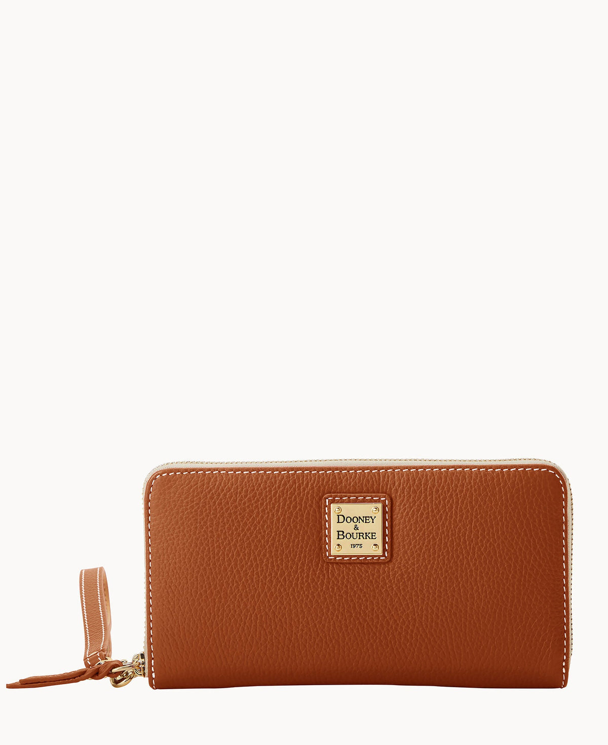 Lucca Leather Large Zip Around Wristlet - Caramel