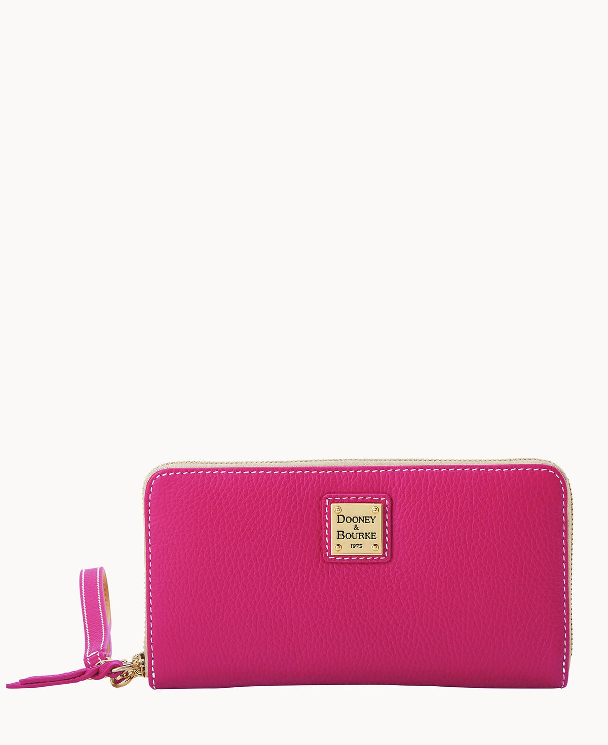 Lucca Leather Large Zip Around Wristlet - Fuchsia