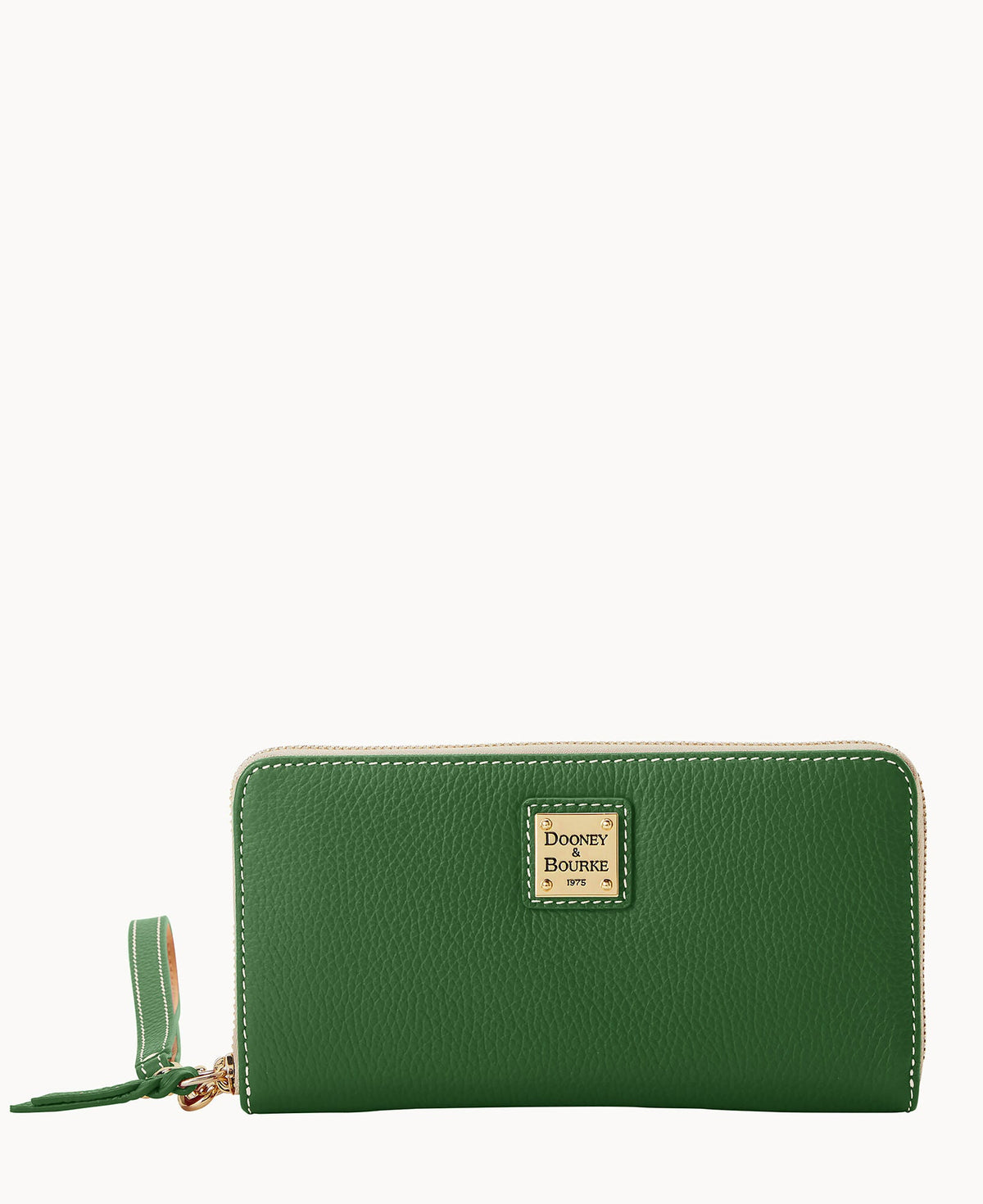 Lucca Leather Large Zip Around Wristlet - Grass