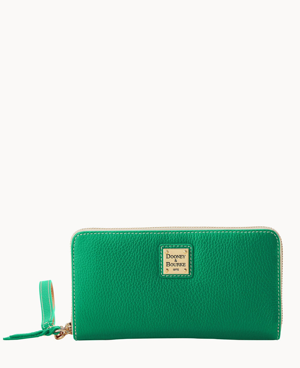 Lucca Leather Large Zip Around Wristlet - Kelly Green