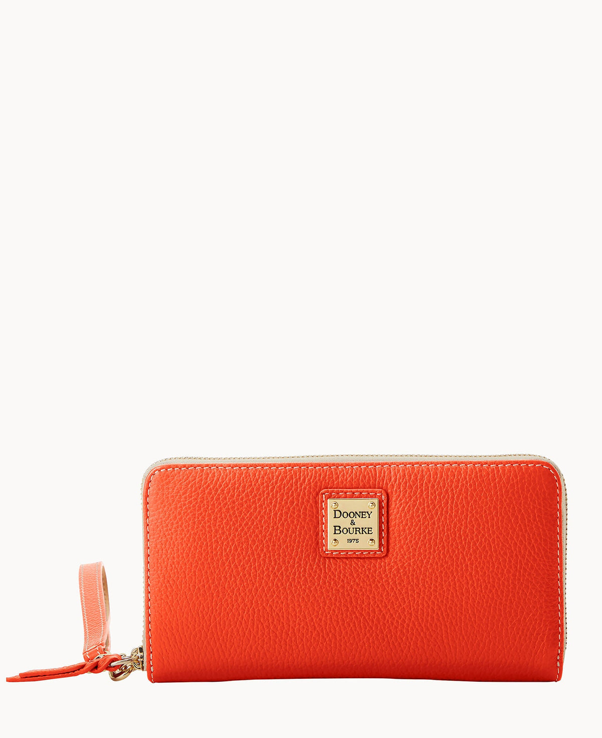 Lucca Leather Large Zip Around Wristlet - Persimmon
