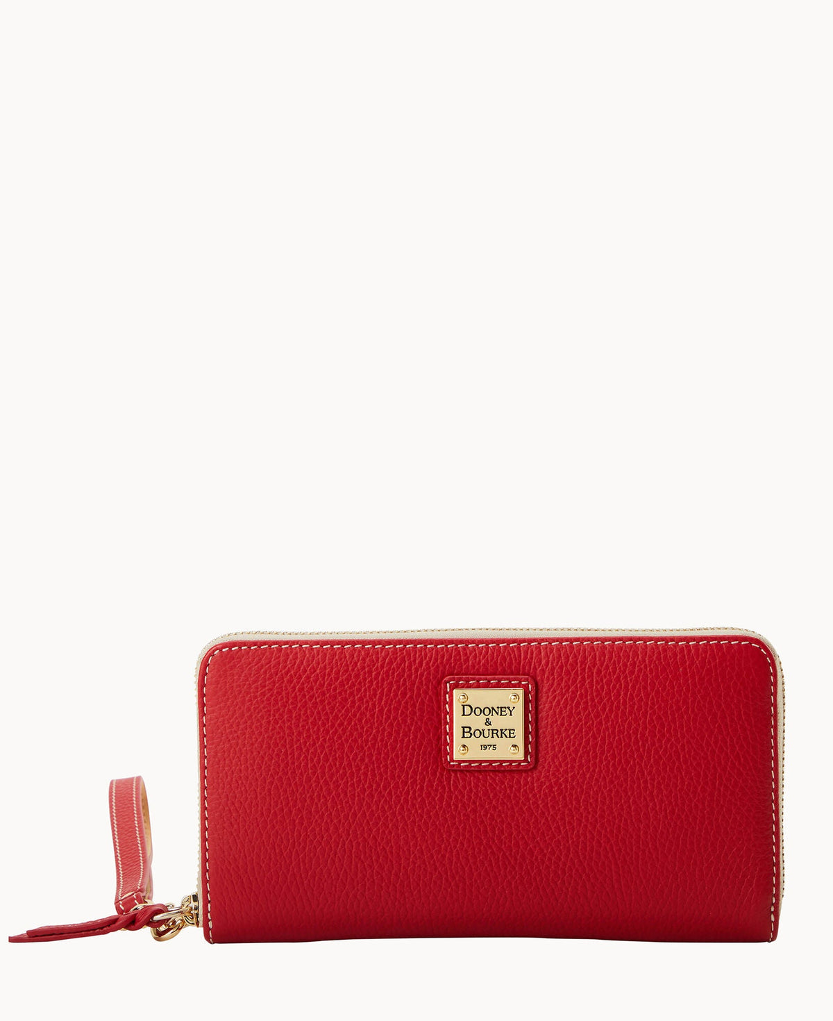 Lucca Leather Large Zip Around Wristlet - Red