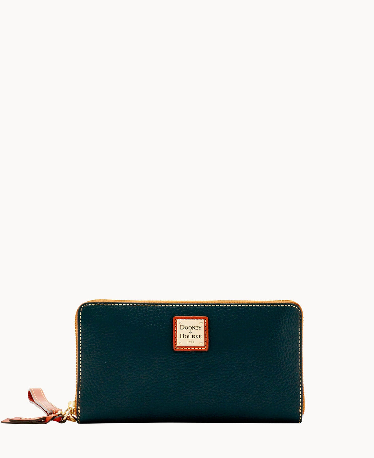 Pebble Grain Large Zip Around Wristlet - Black