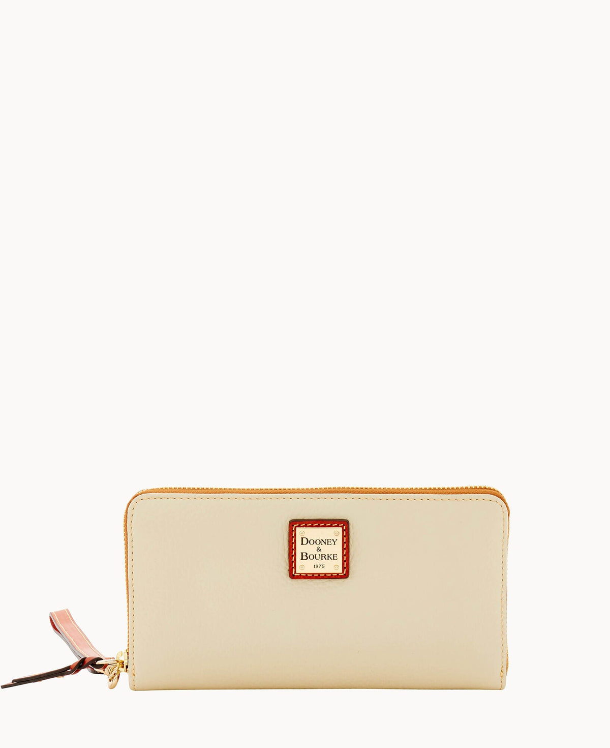 Pebble Grain Large Zip Around Wristlet - Bone