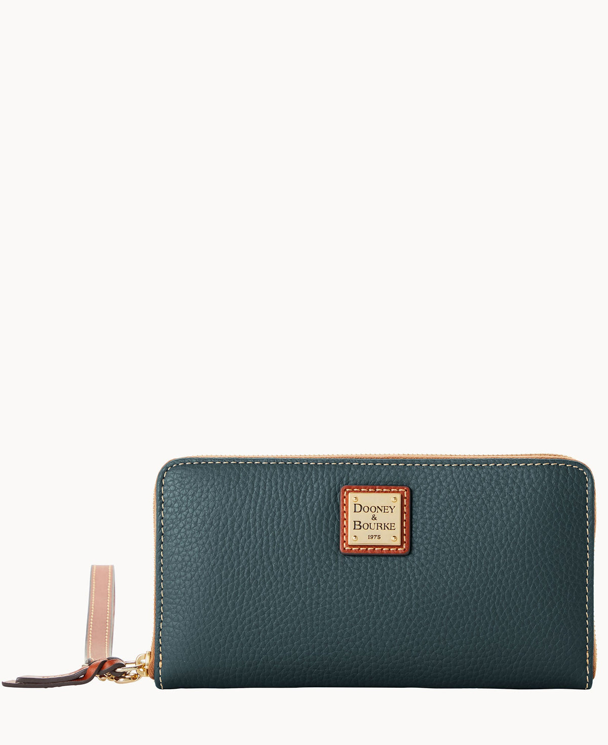 Pebble Grain Large Zip Around Wristlet - Forest