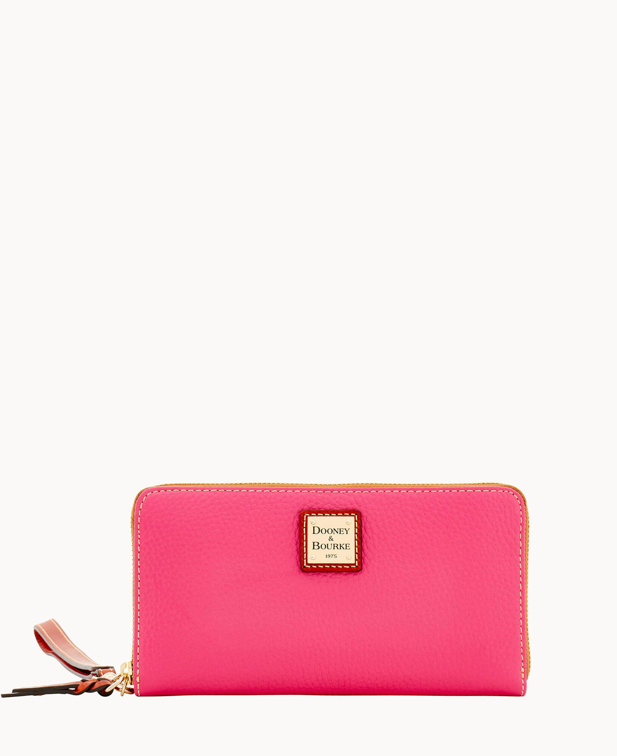 Pebble Grain Large Zip Around Wristlet - Hot Pink
