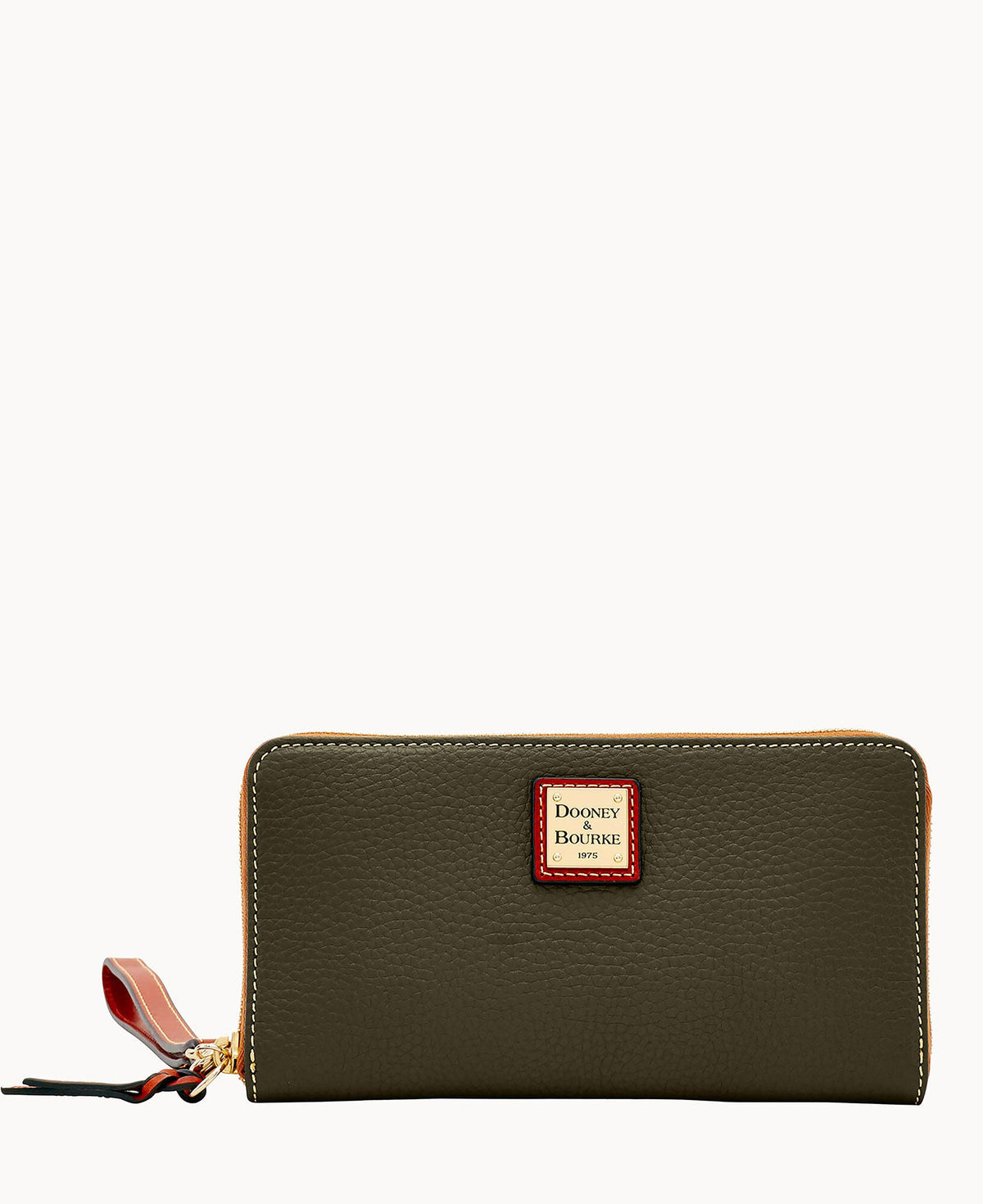 Pebble Grain Large Zip Around Wristlet - Moss