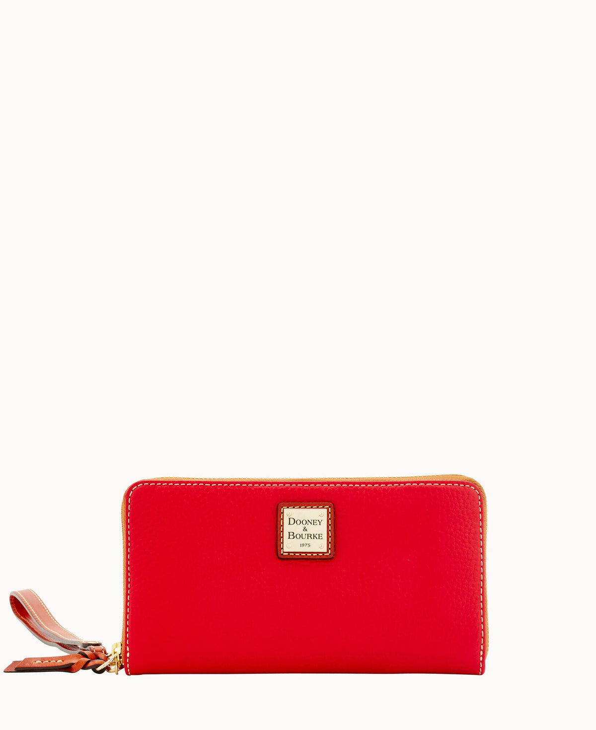 Pebble Grain Large Zip Around Wristlet - Red