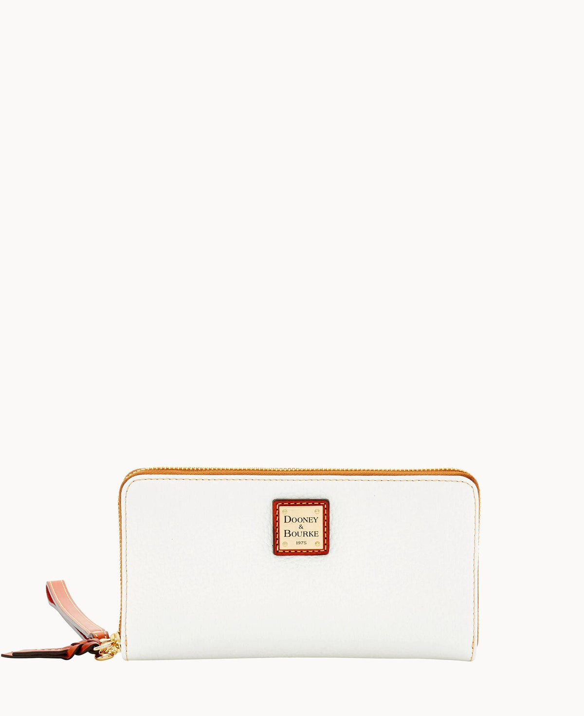 Pebble Grain Large Zip Around Wristlet - White