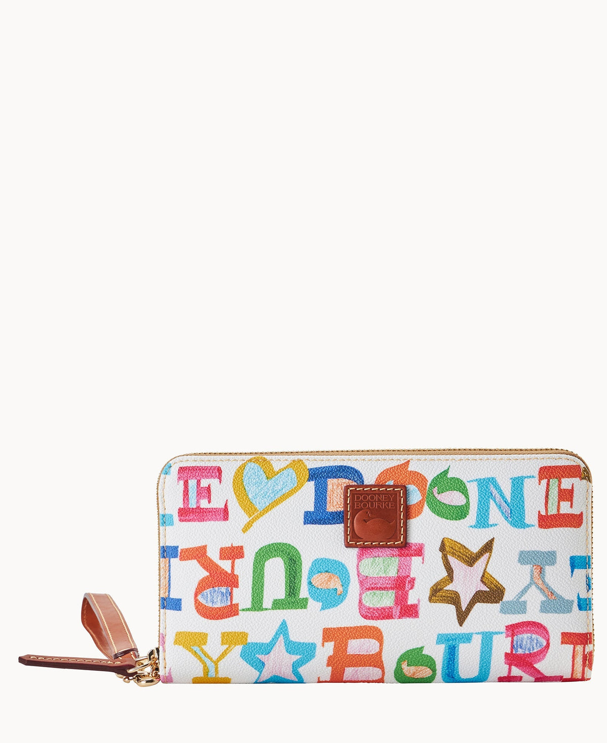 Doodle II Coated Cotton Large Zip Around Wristlet - Multi