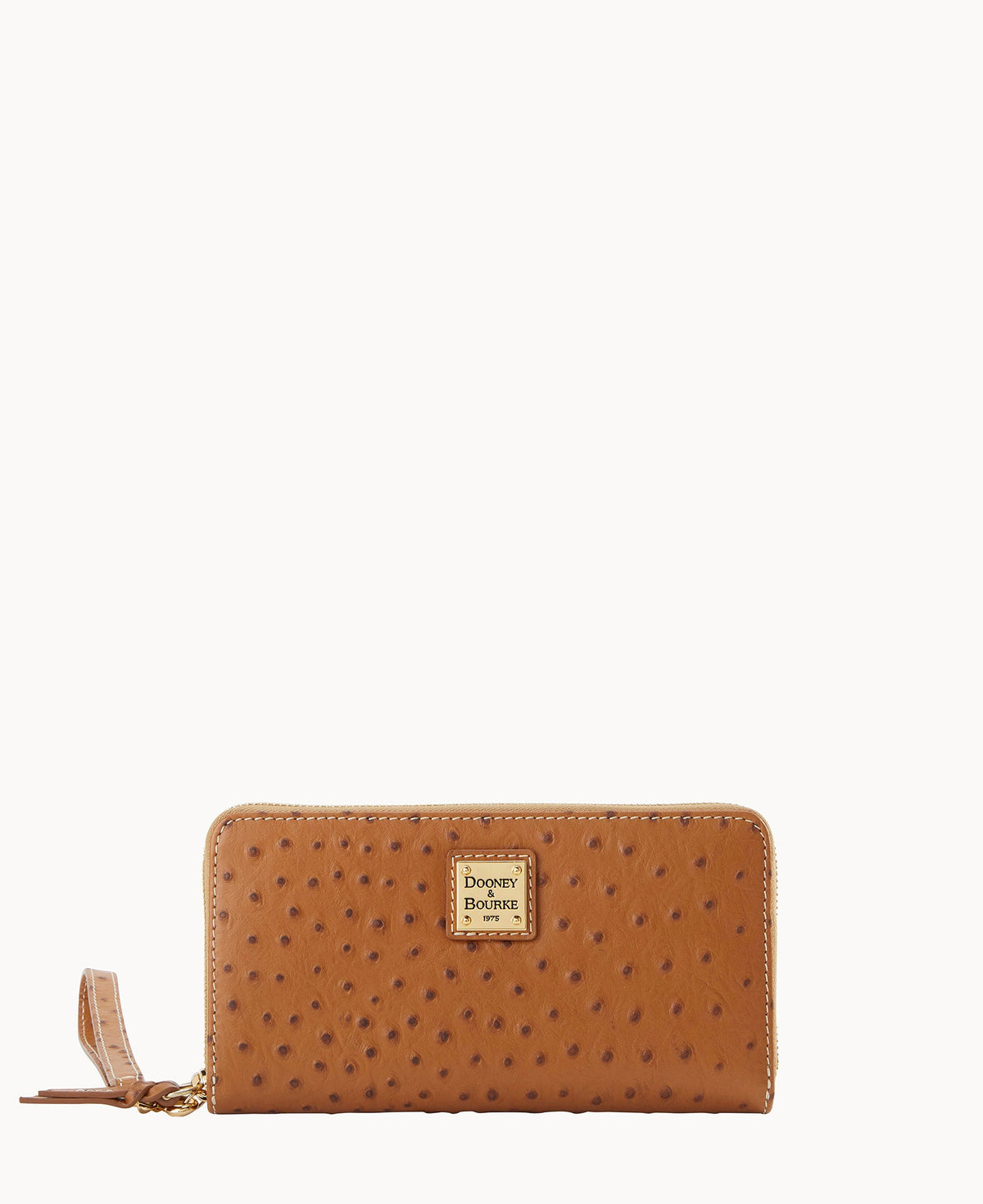 Ostrich Large Zip Around Wristlet - Amber