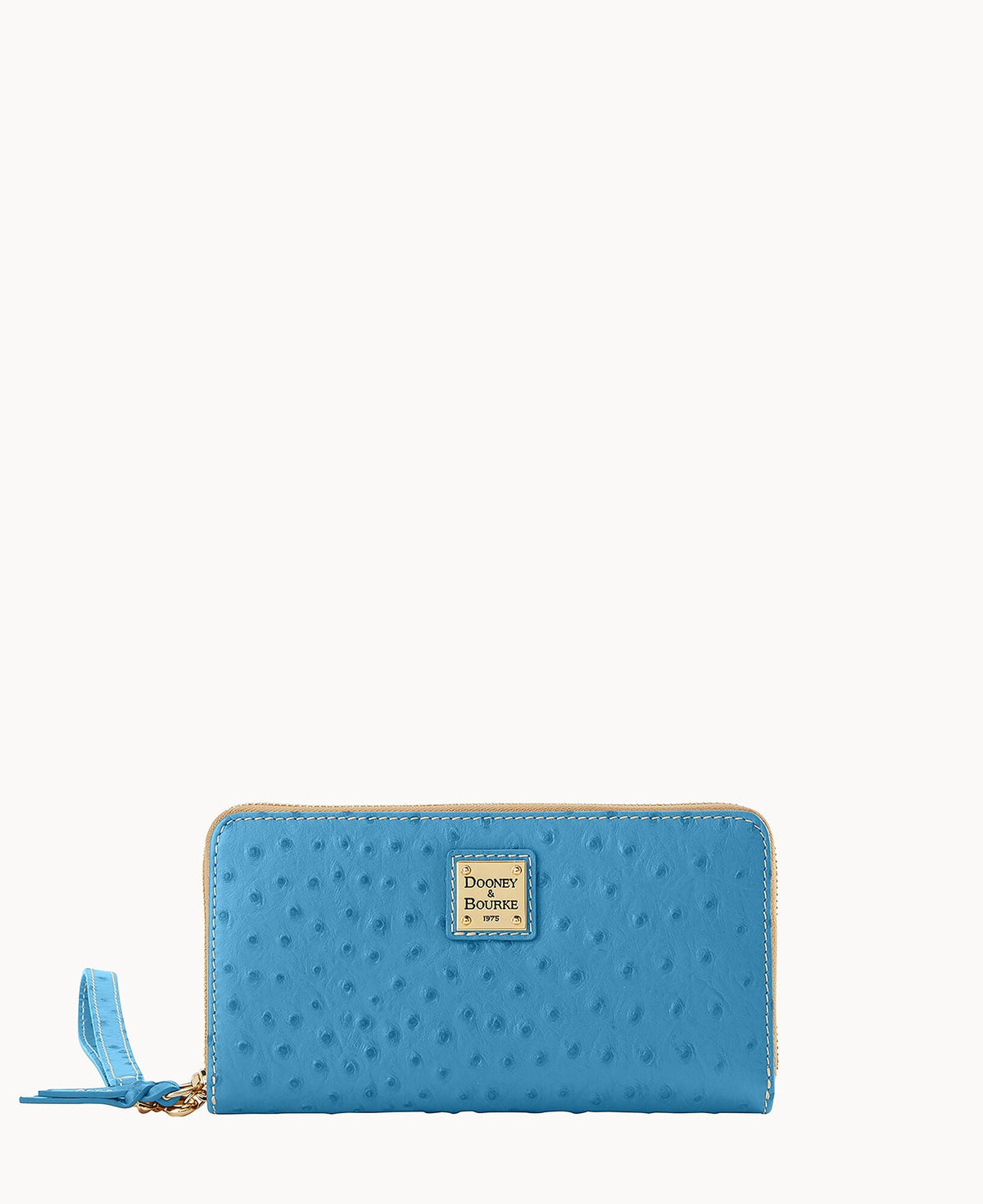 Ostrich Large Zip Around Wristlet - Azure