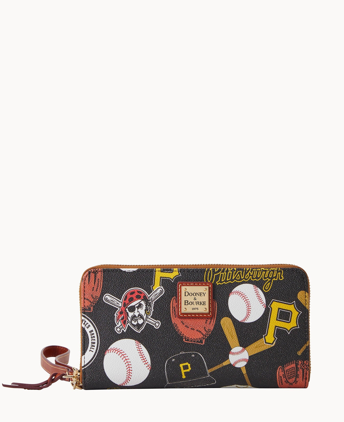 MLB Pirates Large Zip Around Wristlet - Black