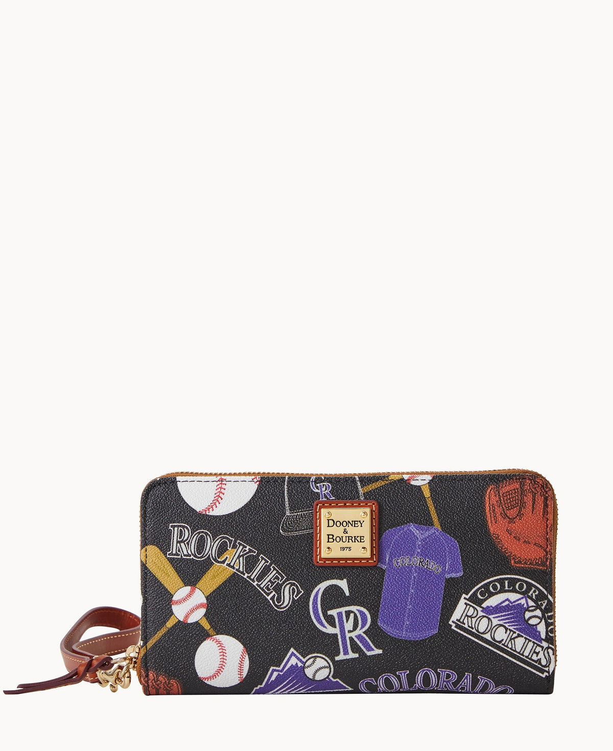 MLB Rockies Large Zip Around Wristlet - Black