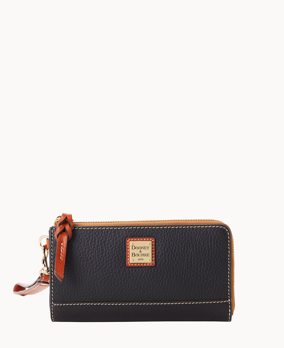 Pebble Grain Folded Zip Wristlet - Black