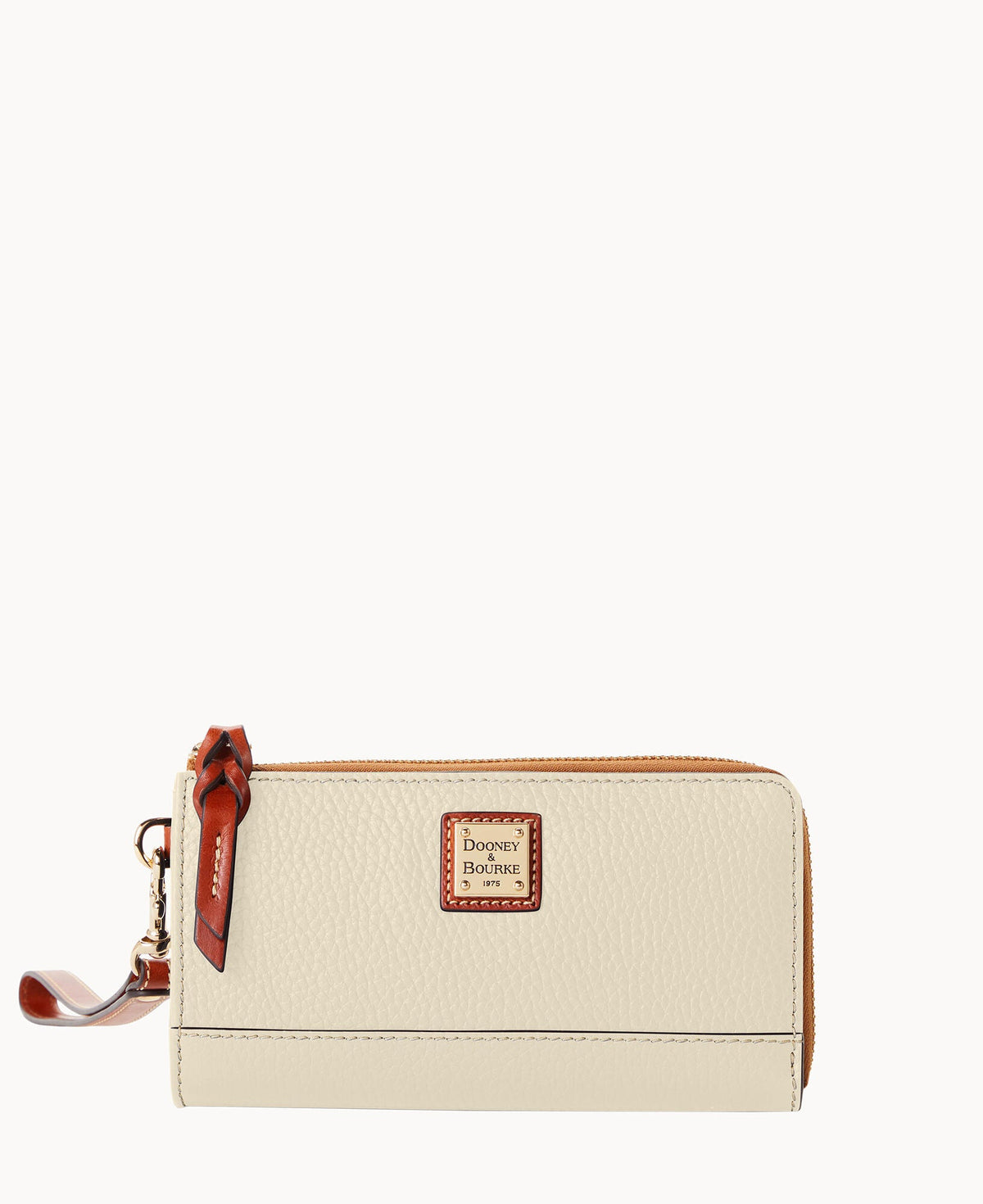 Pebble Grain Folded Zip Wristlet - Bone