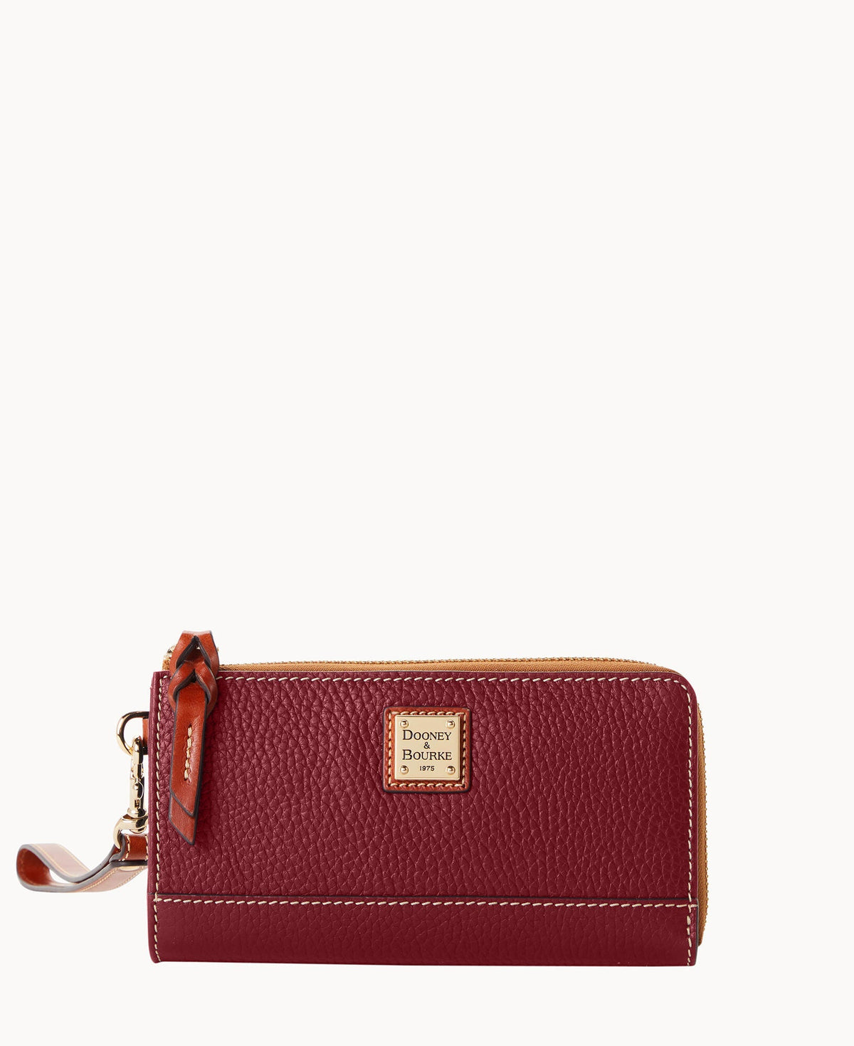 Pebble Grain Folded Zip Wristlet - Bordeaux
