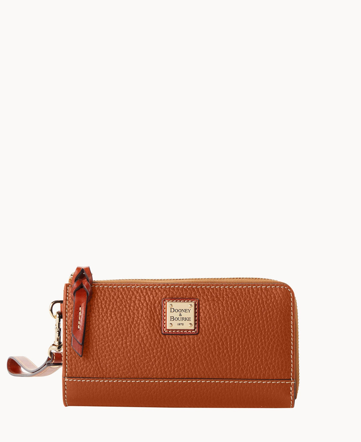 Pebble Grain Folded Zip Wristlet - Caramel
