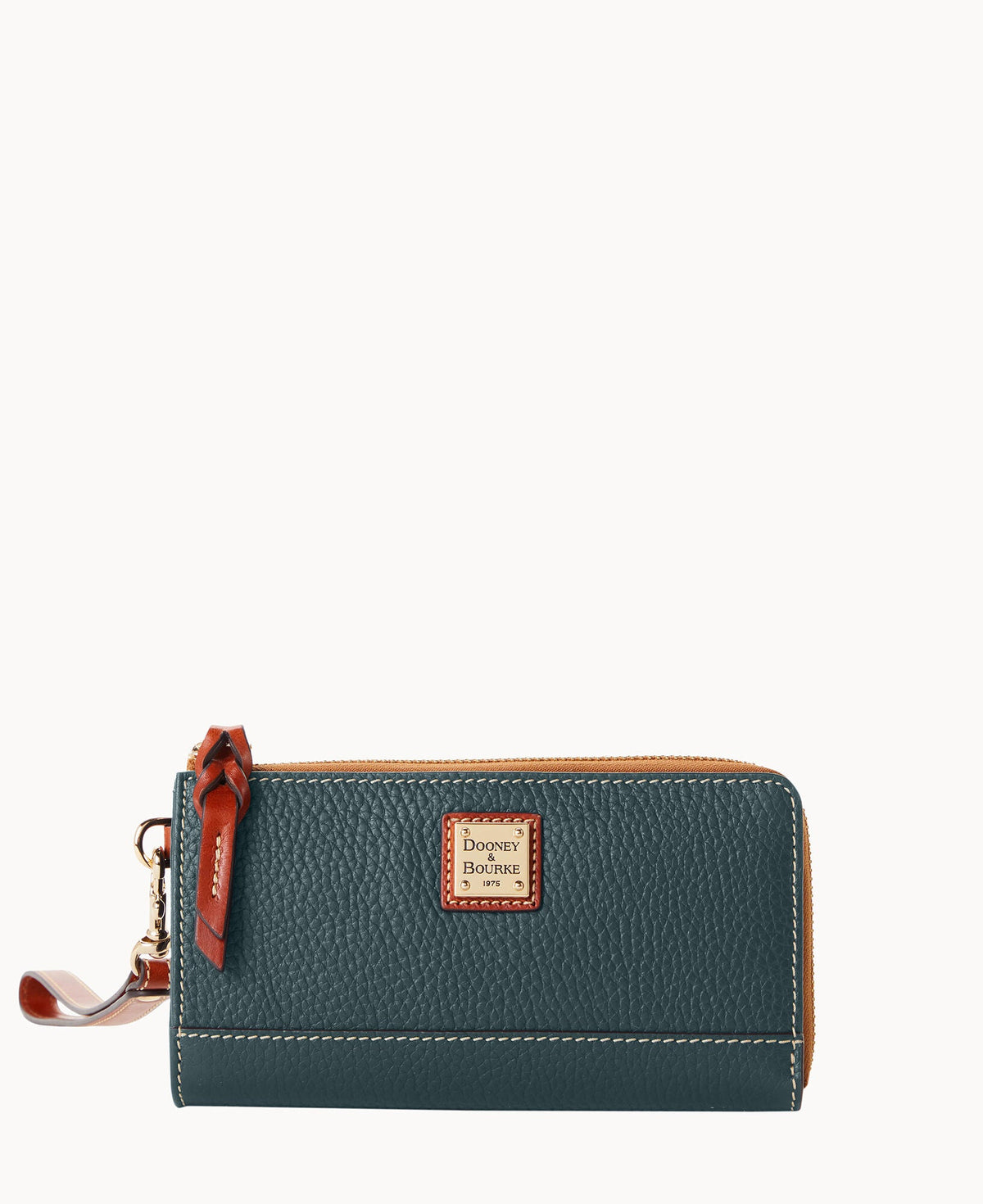 Pebble Grain Folded Zip Wristlet - Forest