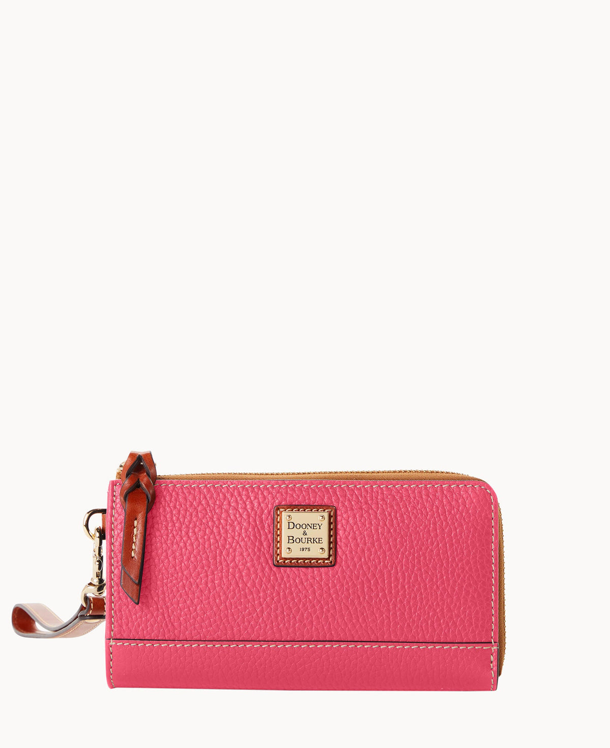 Pebble Grain Folded Zip Wristlet - Hot Pink