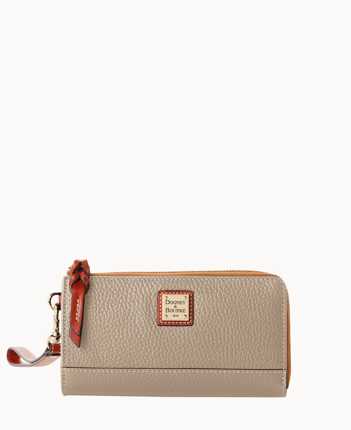 Pebble Grain Folded Zip Wristlet - Taupe