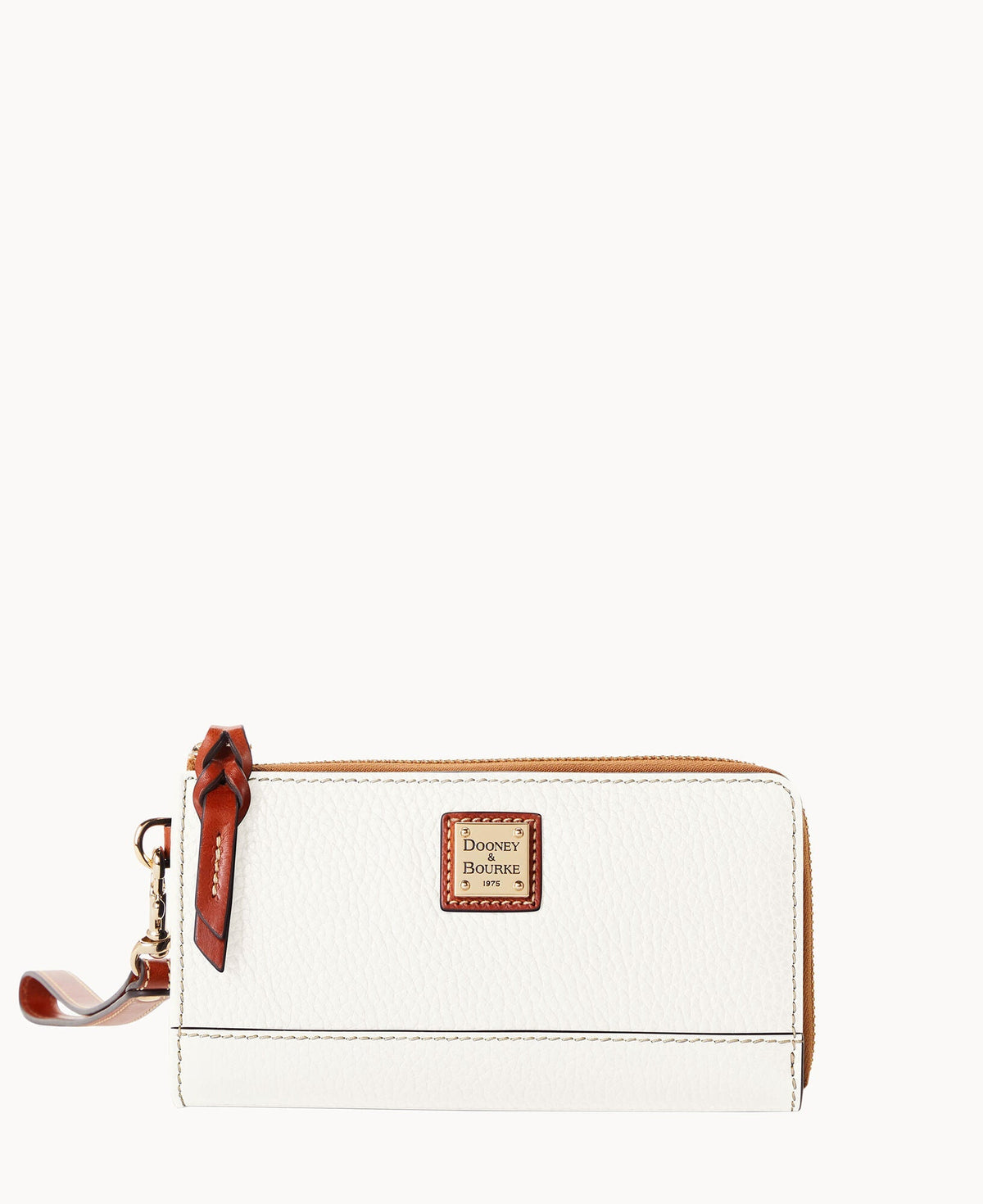 Pebble Grain Folded Zip Wristlet - White