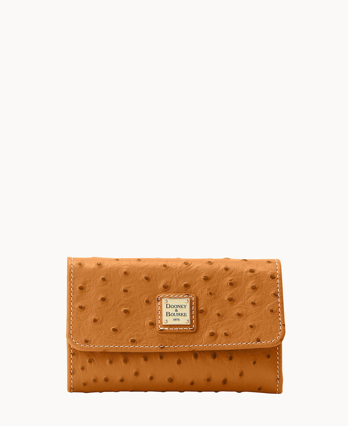 Ostrich Flap Wallet - Amber