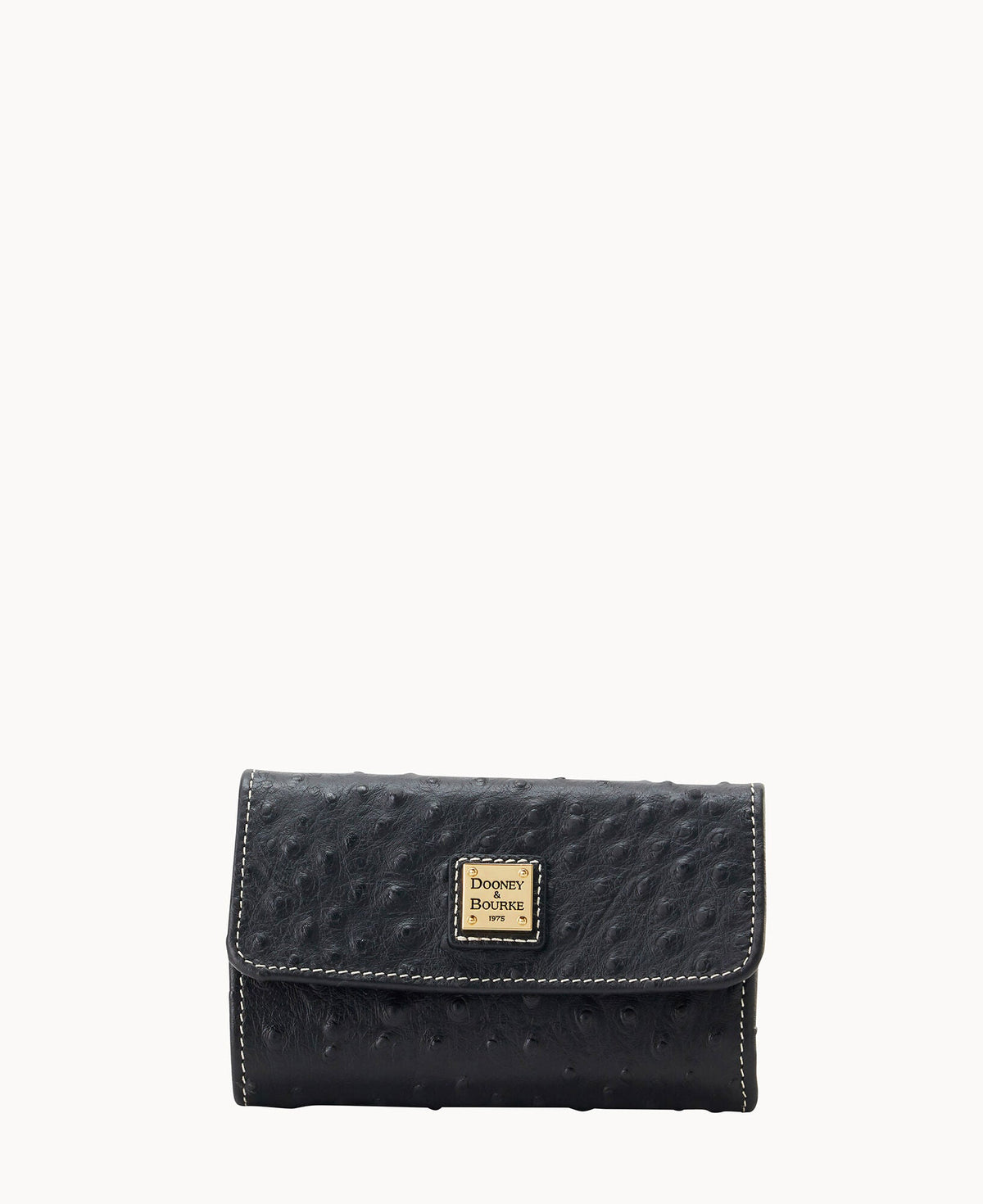 Ostrich Flap Wallet - Black