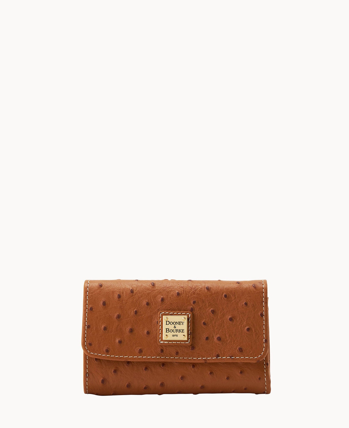 Ostrich Flap Wallet - Caramel