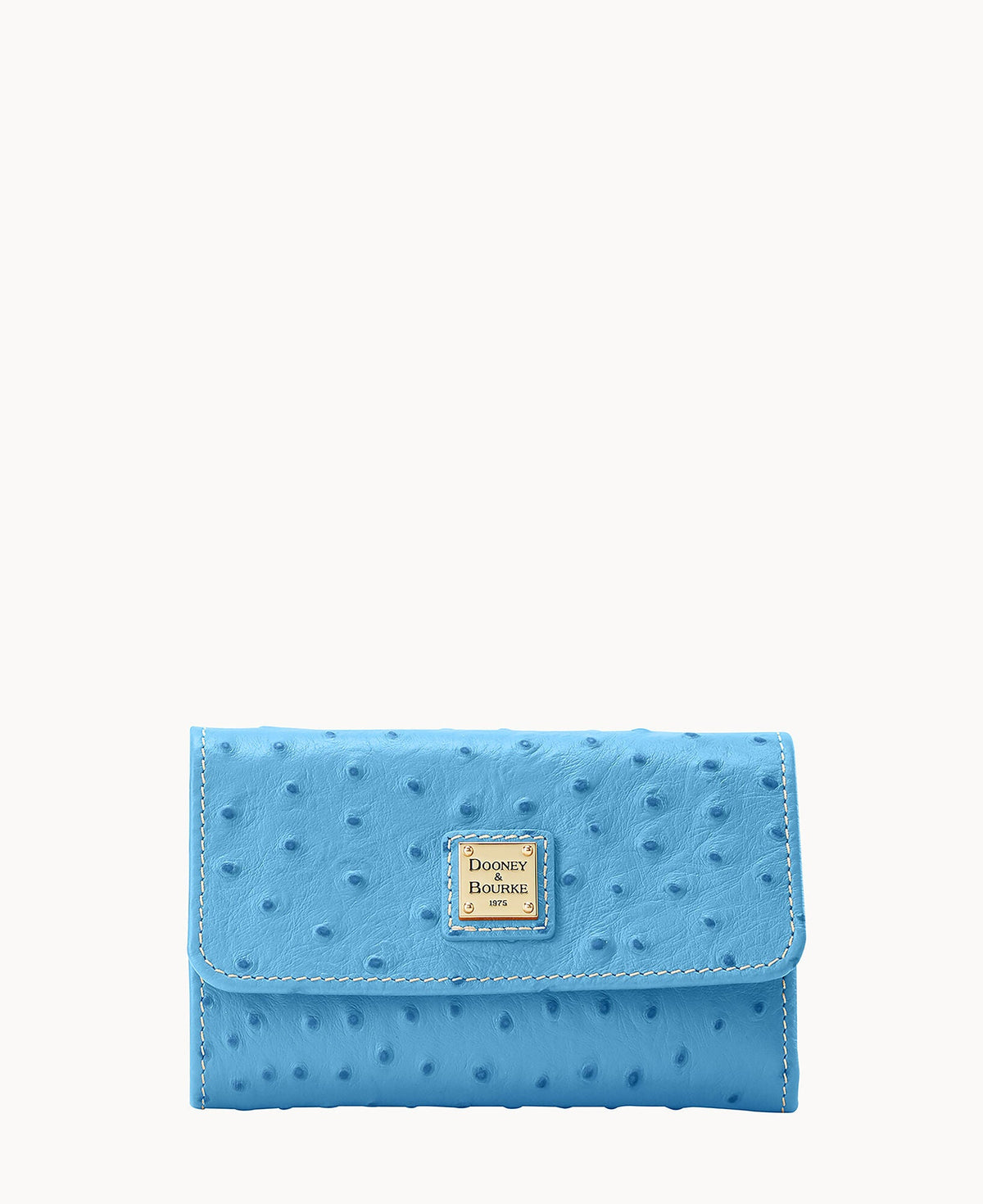 Ostrich Flap Wallet - Azure