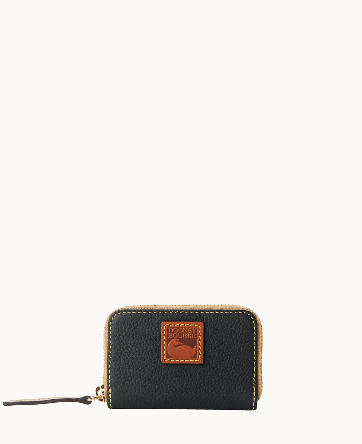 Pebble Grain Zip Around Credit Card Case - Black