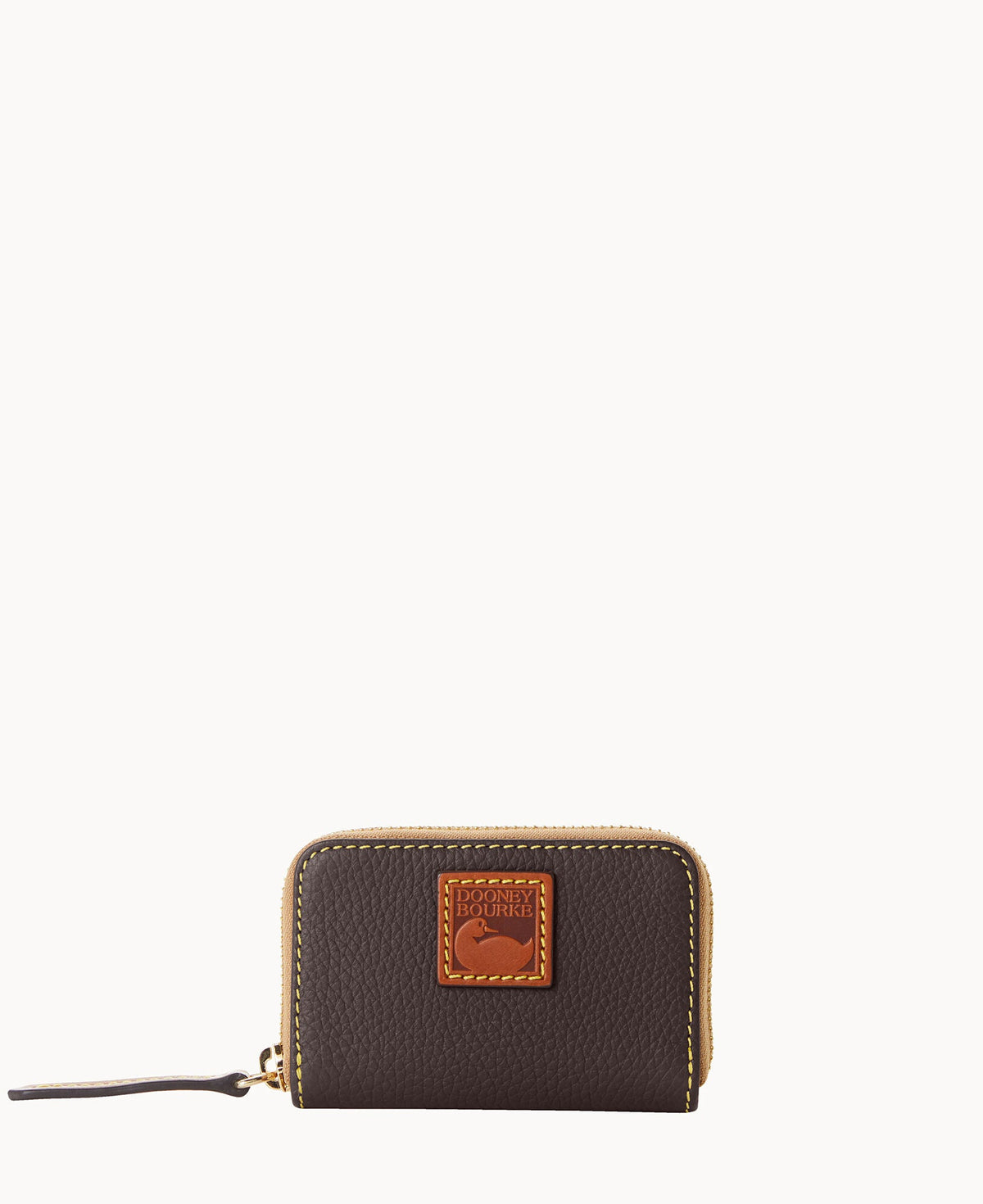 Pebble Grain Zip Around Credit Card Case - Brown Tmoro