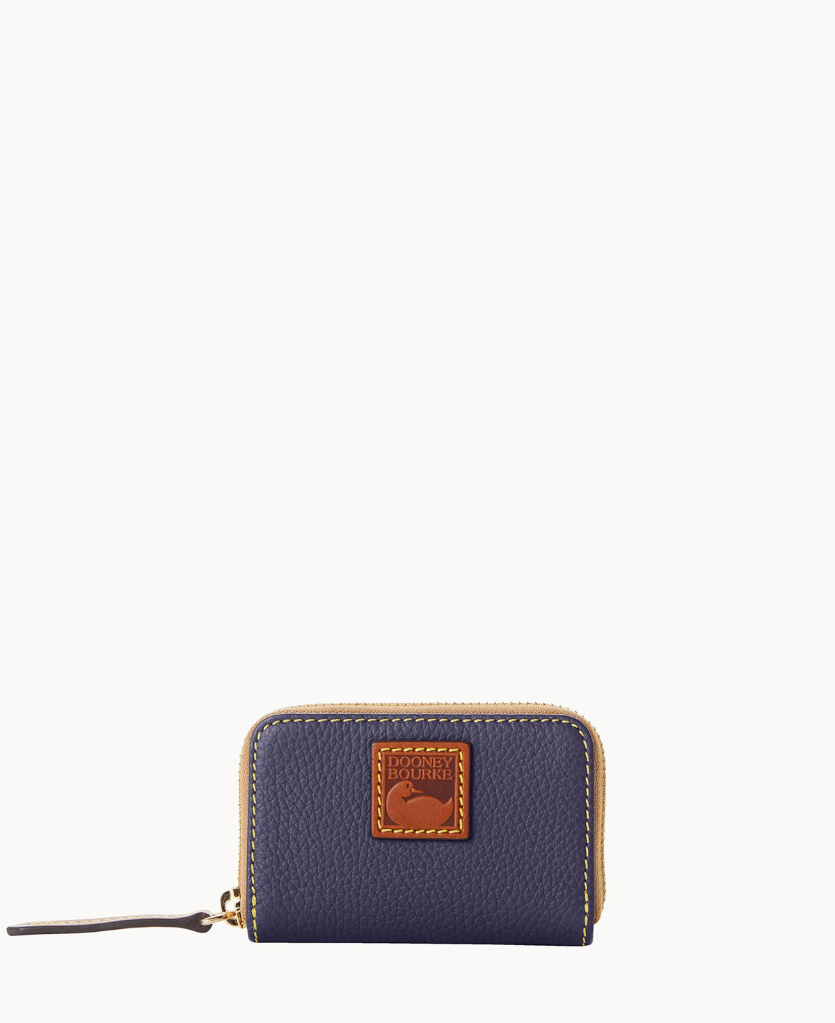 Pebble Grain Zip Around Credit Card Case - Midnight Blue