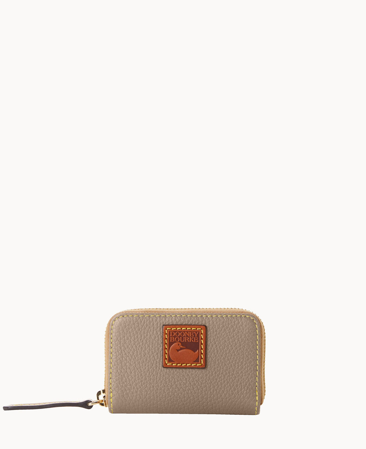 Pebble Grain Zip Around Credit Card Case - Taupe