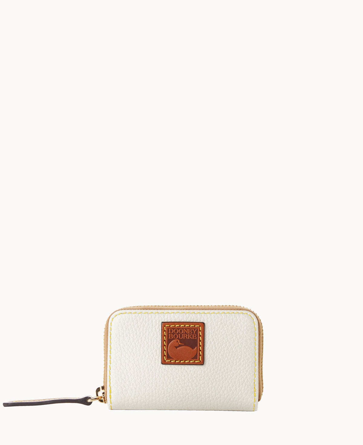 Pebble Grain Zip Around Credit Card Case - White