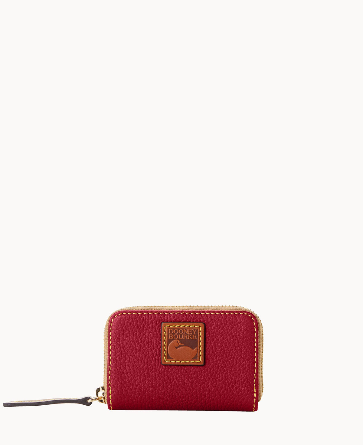 Pebble Grain Zip Around Credit Card Case - Wine
