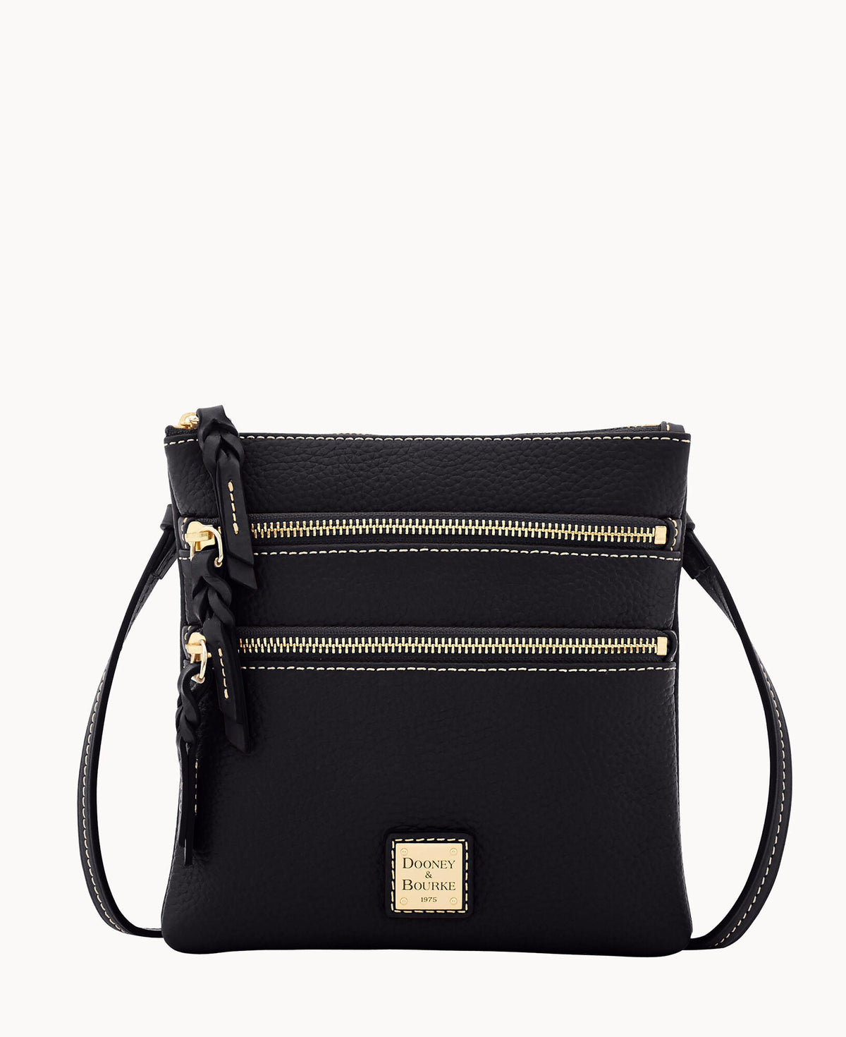 Pebble Grain North South Triple Zip - Black Black
