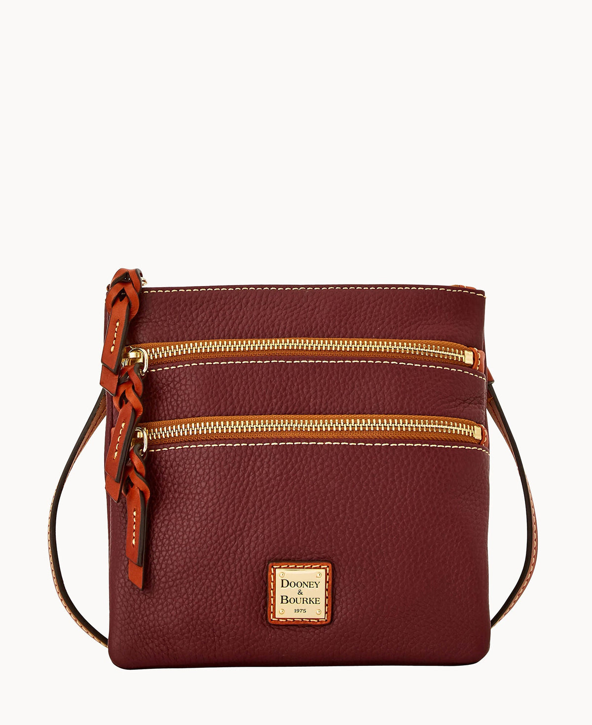 Pebble Grain North South Triple Zip - Bordeaux