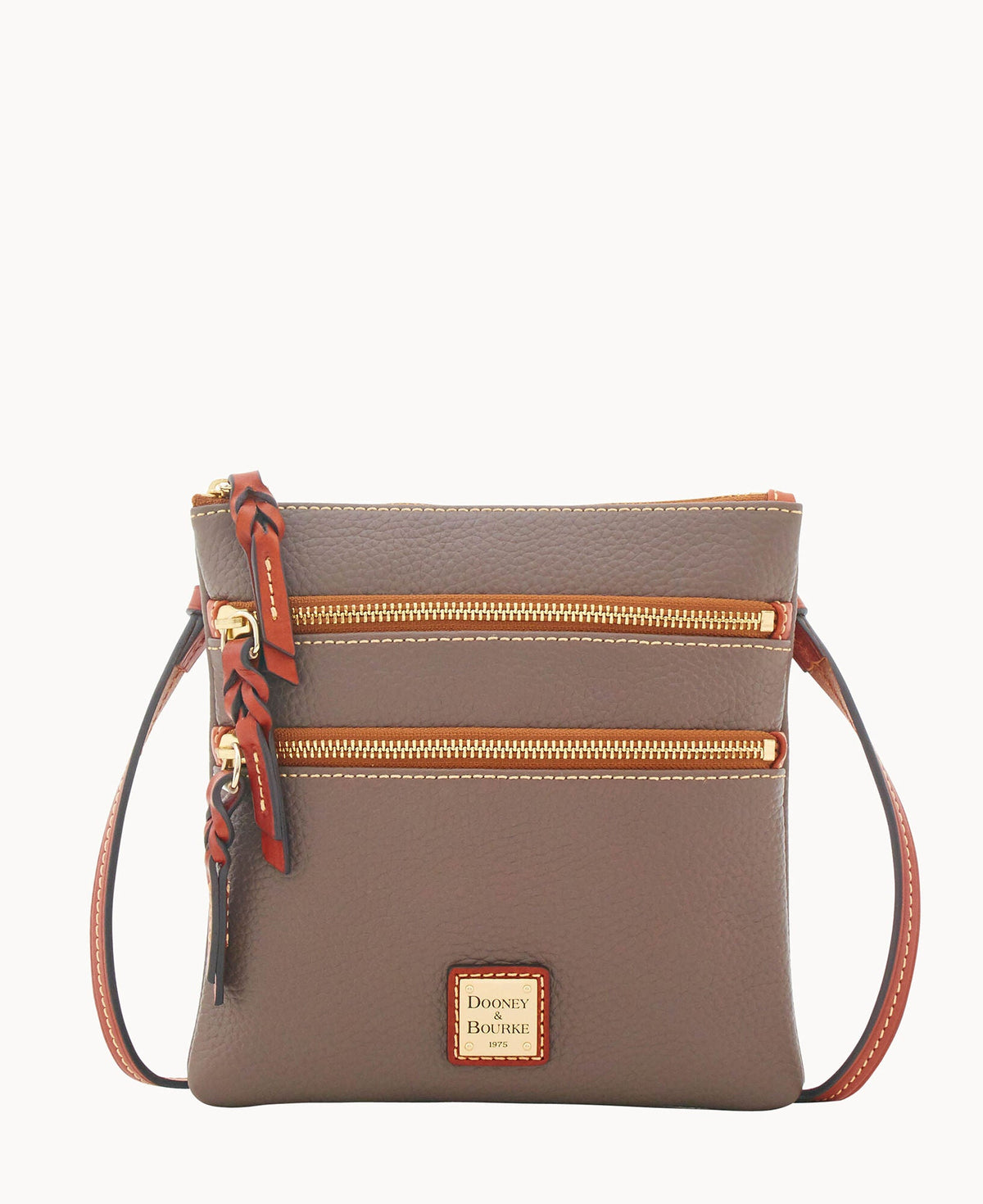Pebble Grain North South Triple Zip - Elephant