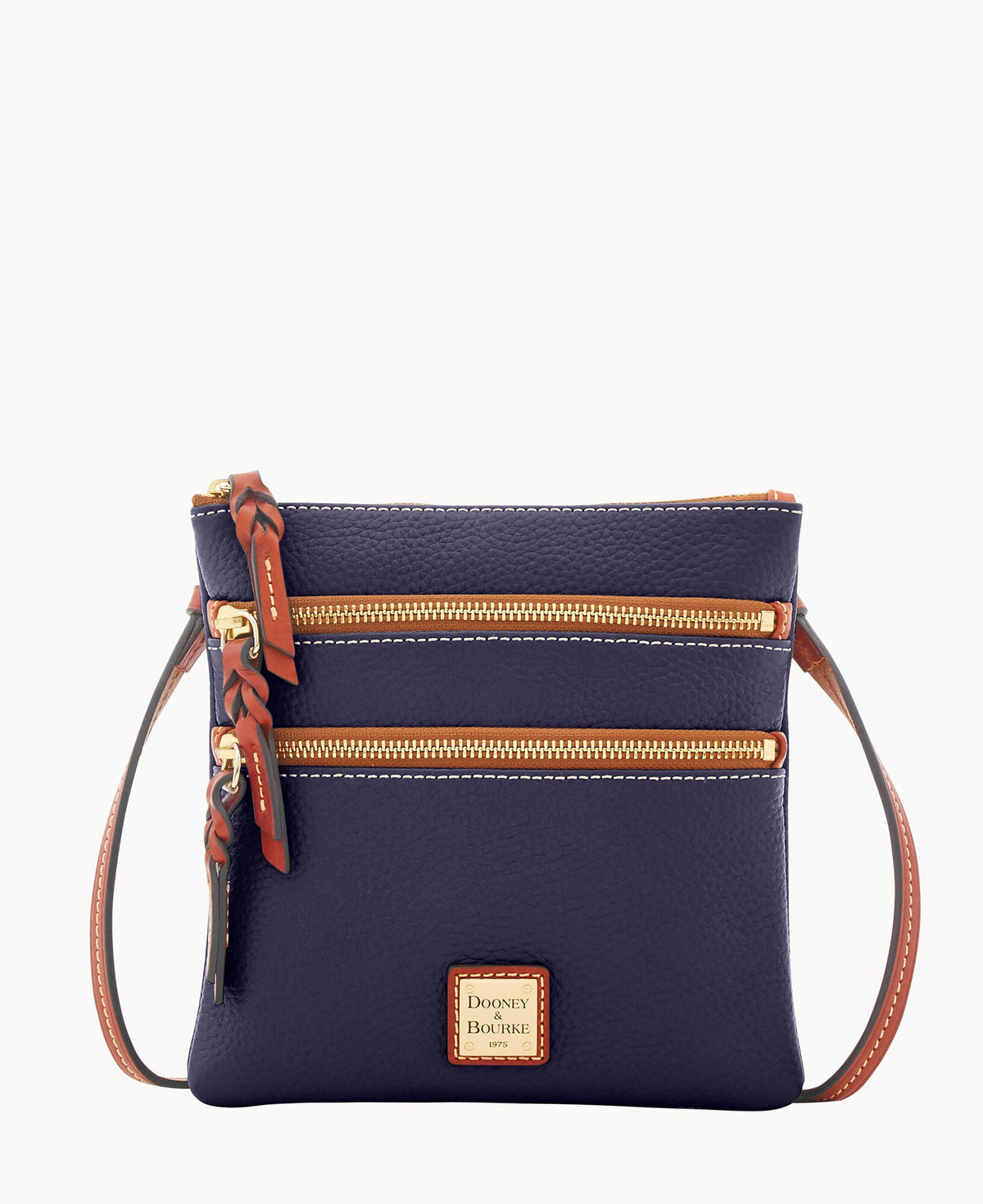 Pebble Grain North South Triple Zip - Midnight Blue
