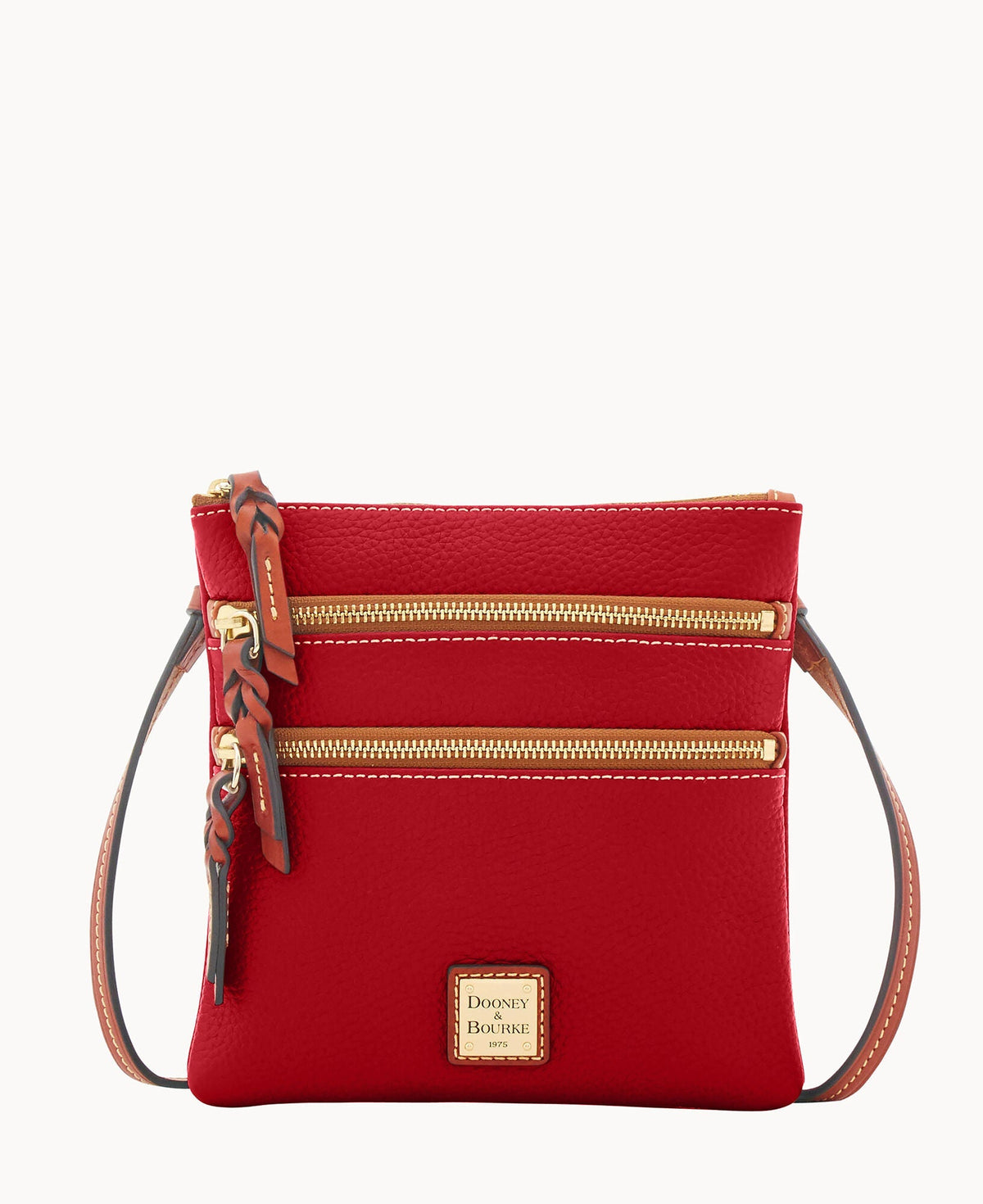 Pebble Grain North South Triple Zip - Red