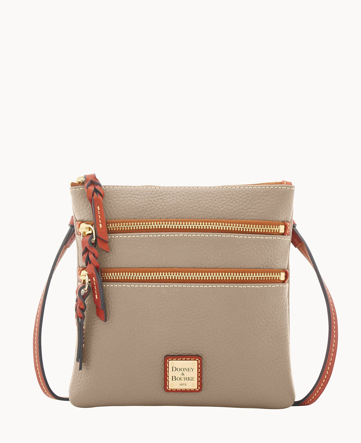 Pebble Grain North South Triple Zip - Taupe
