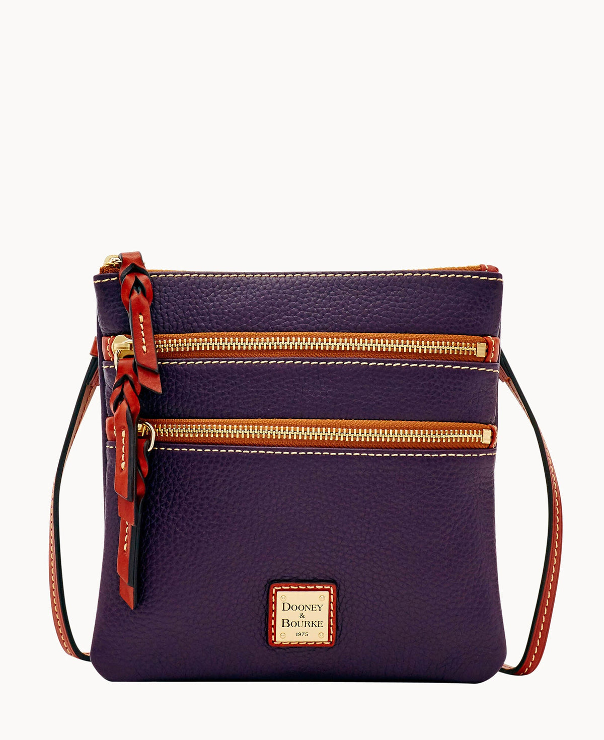 Pebble Grain North South Triple Zip - Plum Wine