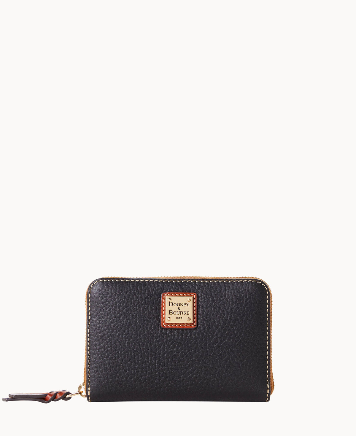 Pebble Grain Medium Zip Around Wallet - Black