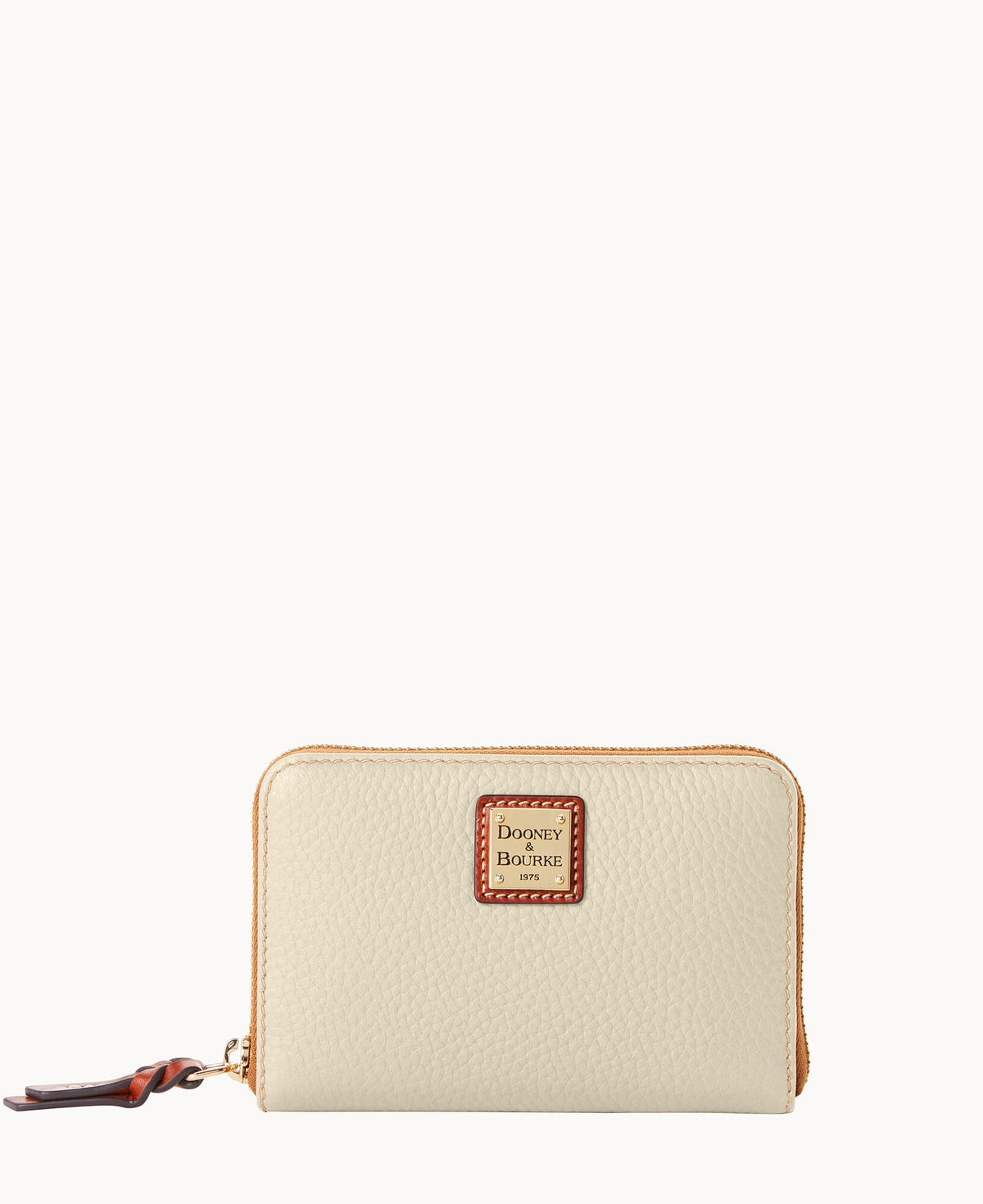 Pebble Grain Medium Zip Around Wallet - Bone