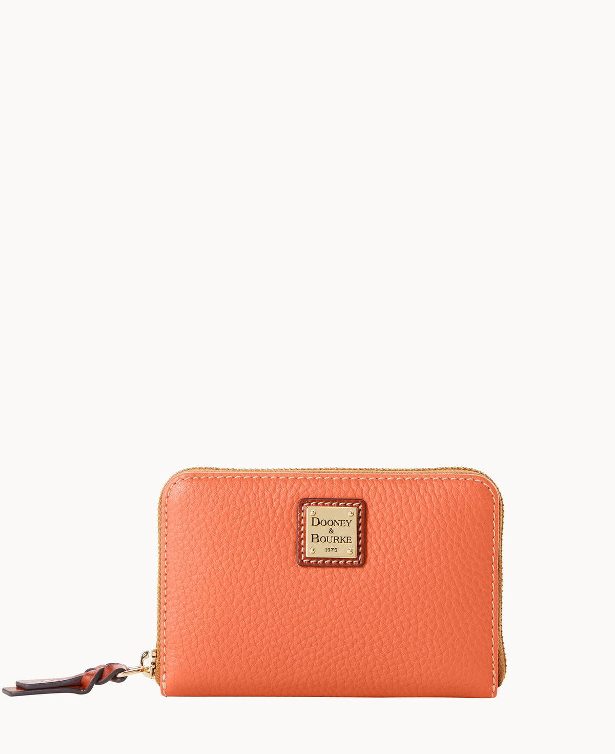 Pebble Grain Medium Zip Around Wallet - Coral